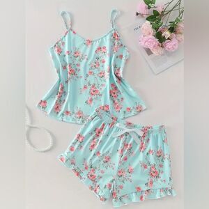 Floral Print Satin Sleepwear Set 5xl NIP
